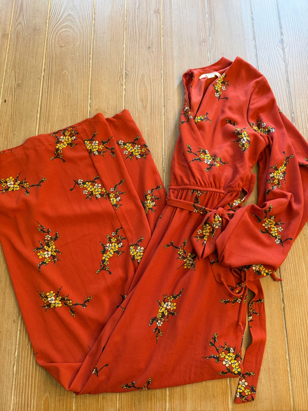 Wrap-Style Floral Jumpsuit